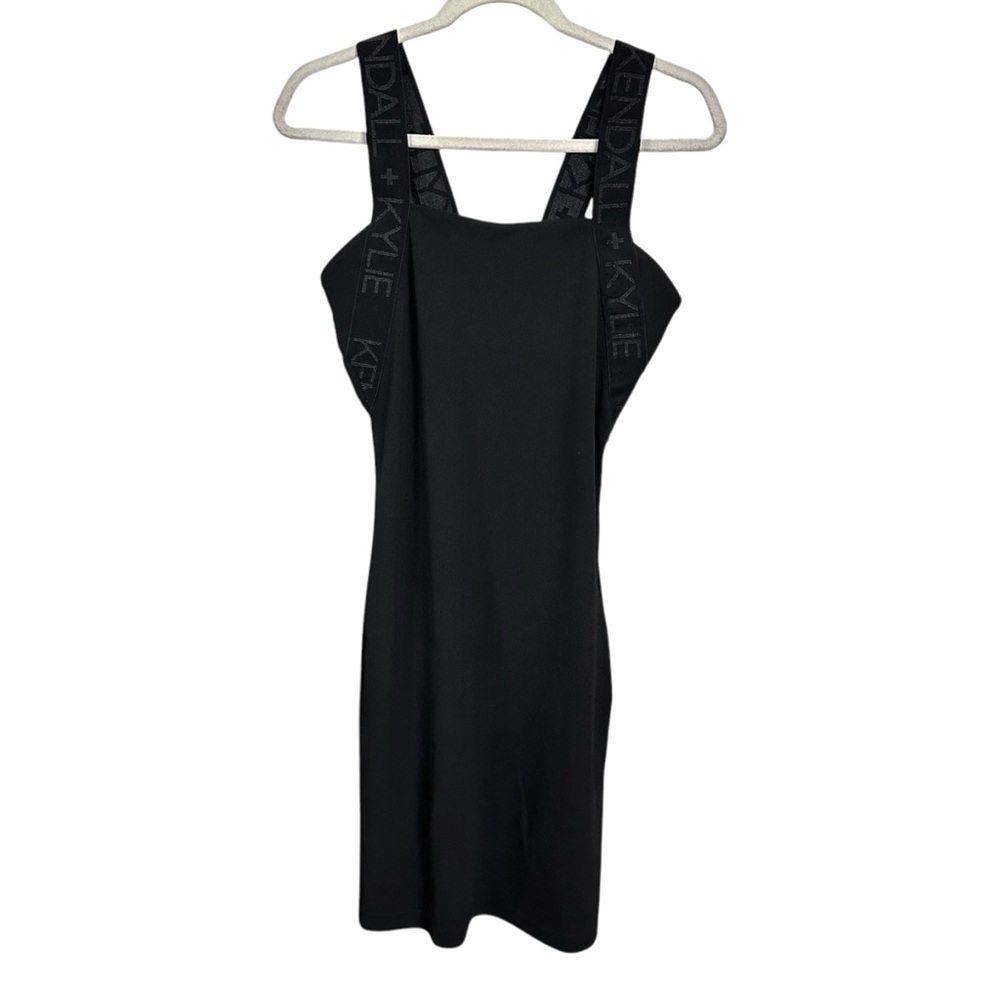 Kendell + Kylie Women Sz L Black Sleeveless Short Bodycon Dress Stretch Spellout